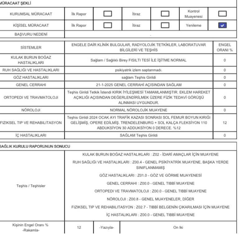 Sigorta Şirketinin Engel Durumunu Dikkate Almaması Ve Yetersiz Tazminat Teklifleri