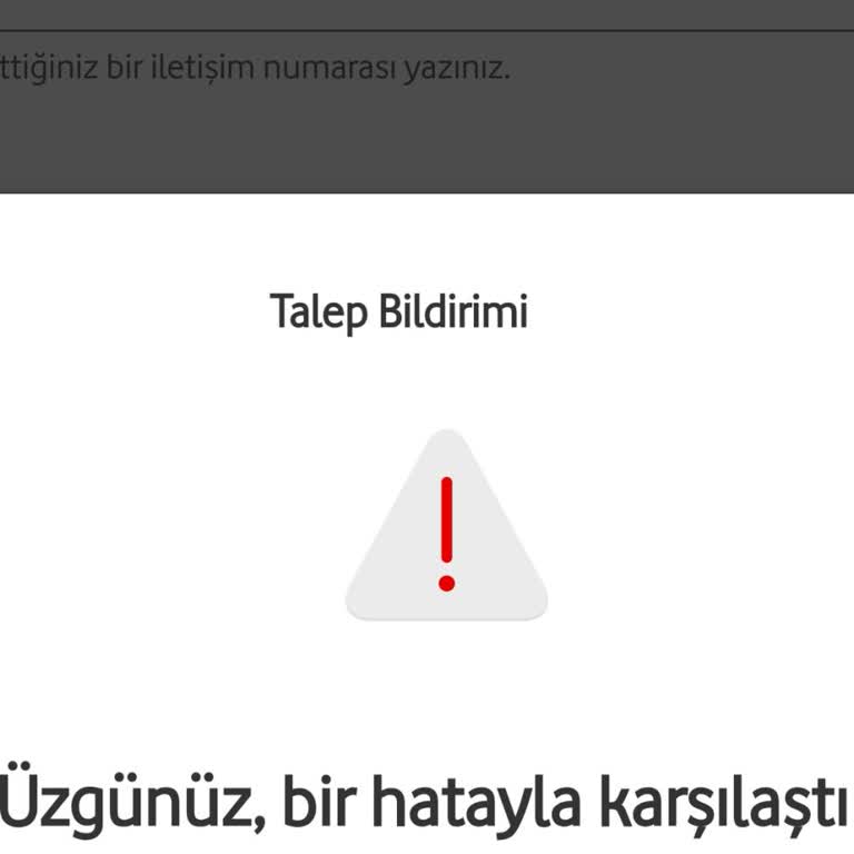 Vodafone Online Self Servis Hatası