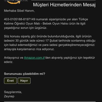 Amazon İade Sürecinde Yaşanan İletişim Sorunu