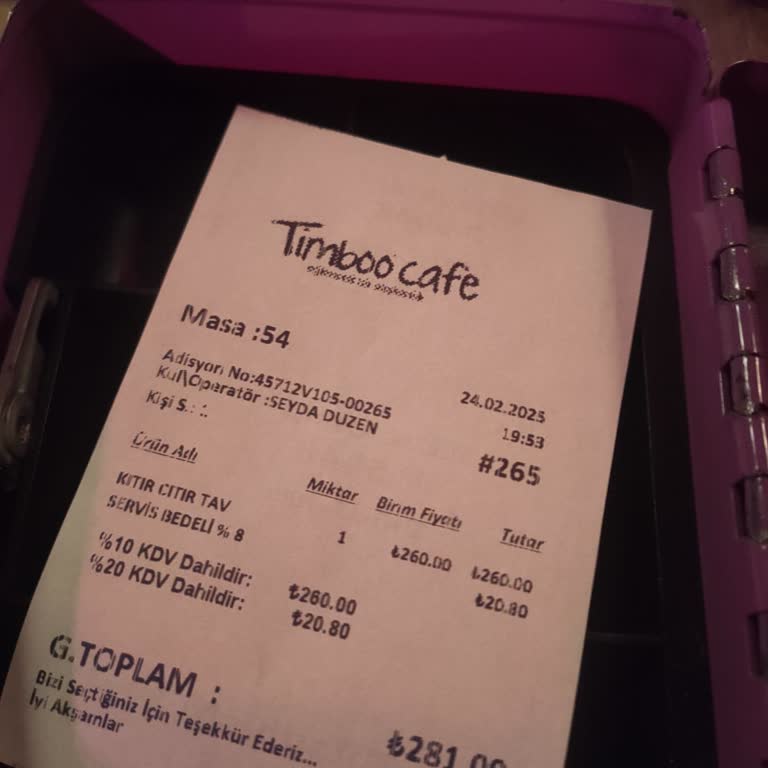 Kentpark Timbo Cafe'de Haksız Kuver Bedeli Şikayeti