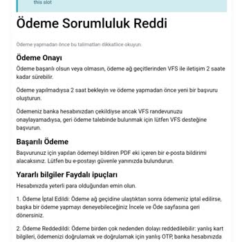 VFS Global Vize Başvuru Sürecinde Ödeme Sorunu