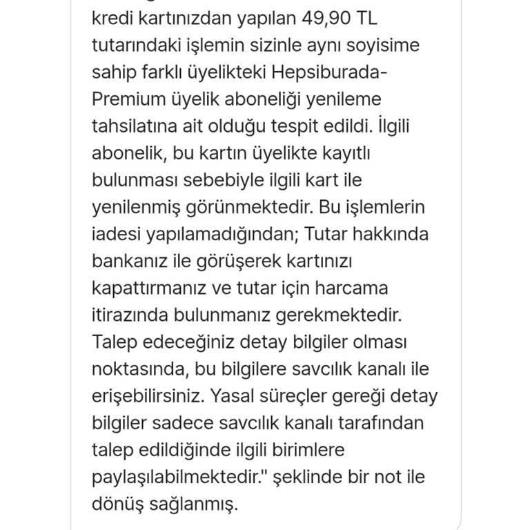 Hepsiburada'dan İzinsiz Çekim Ve İade Sorunu