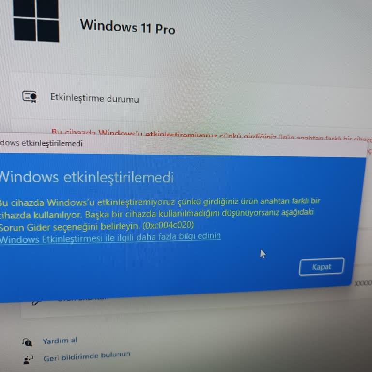 Windows 11 Pro Lisans Sorunu
