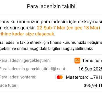 Temu İptal Edilen Siparişin Para İadesi Gecikti