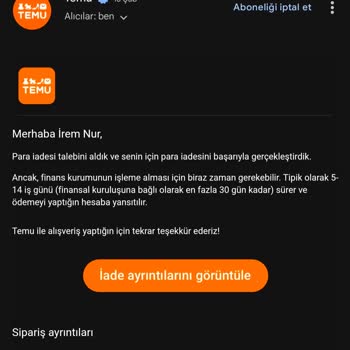 Temu İptal Edilen Siparişin Para İadesi Gecikti