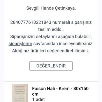 Eksik Halı Ve Ulaşılmaz Müşteri Hizmetleri