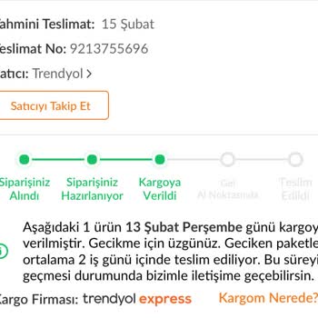 Trendyol Express Siparişimde Teslimat Sorunları Ve Yanıltıcı Bilgilendirme