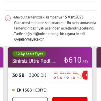 Vodafone Tarifemde Haksız Fiyat Artışı