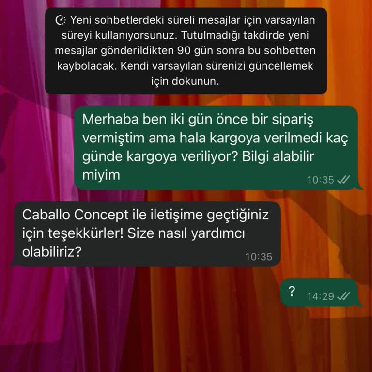 Caballo Concept'ten Sipariş Ve İletişim Sorunları