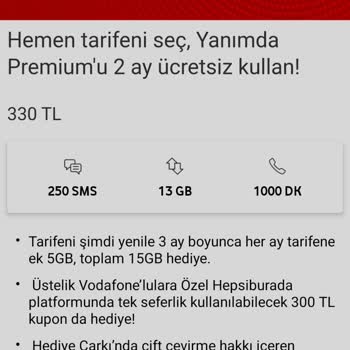 Vodafone'un Taahhüt Süresi Sonrası Fahiş Fiyat Teklifi