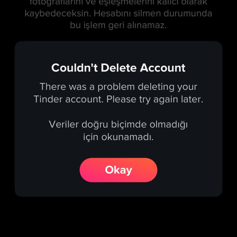 Tinder Hesabı Silinemiyor Ve Eşleşme Sorunu
