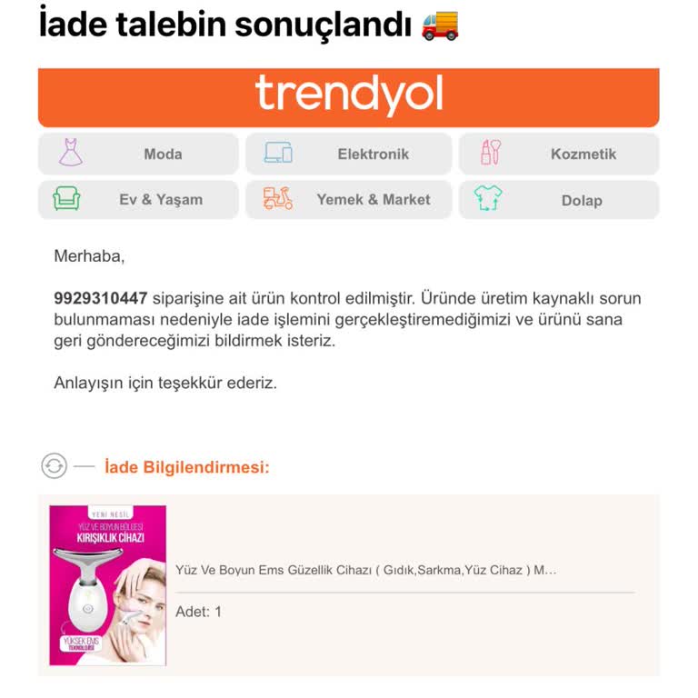 Trendyol'dan Aldığım Cihaz Elektrik Çarptı Ve İade Sorunu Yaşadım