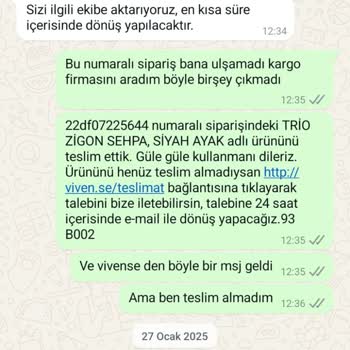 Vivense'den Satın Alınan Sehpanın Teslim Edilmemesi Ve Müşteri Hizmetleri Sorunu