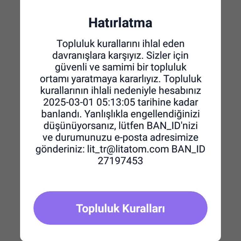 Sebepsiz Ban İle Karşılaştım