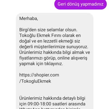 Eksik Teslimat Ve Geciken İade: Tokoğlu Ekmek'ten Hayal Kırıklığı