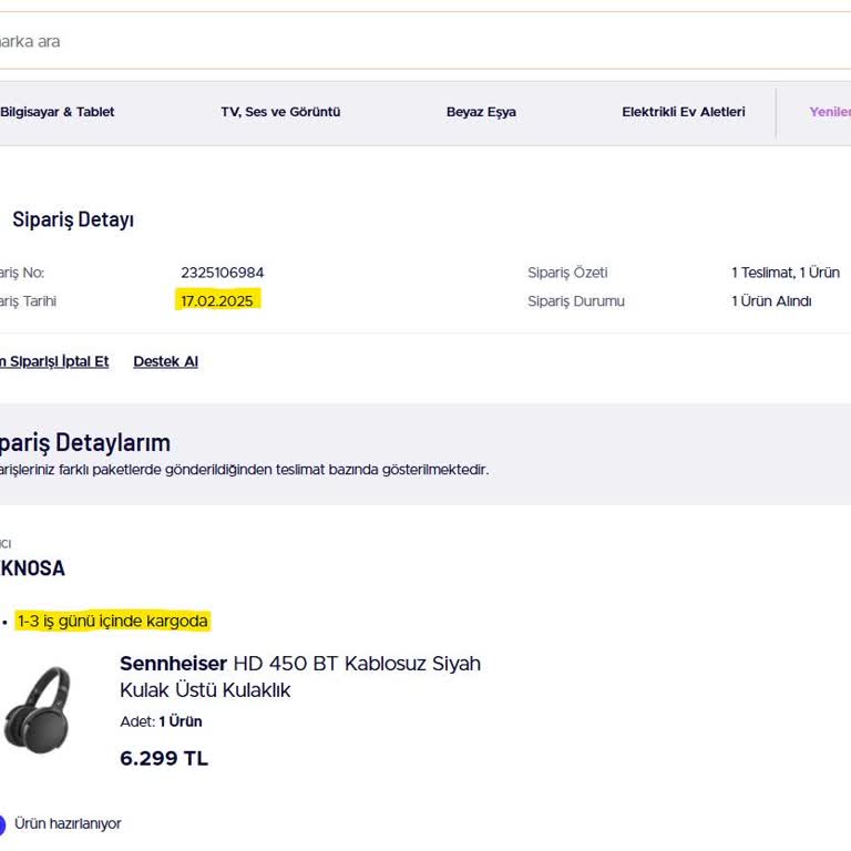 Siparişin Hazırlanma Sürecinde Tıkanıklık