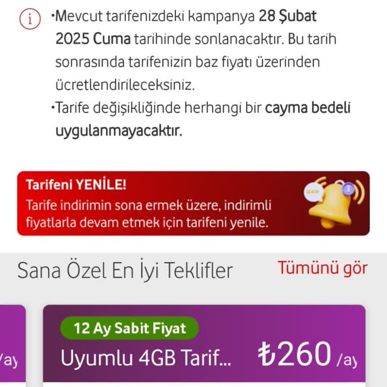 Vodafone Sadık Müşteriye Uygun Teklif Beklentisi!