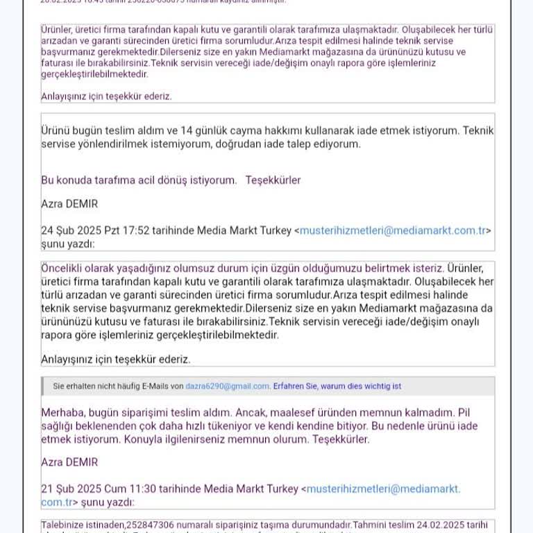 Media Markt'tan Aldığım Üründe Hayal Kırıklığı Ve İade Sorunu