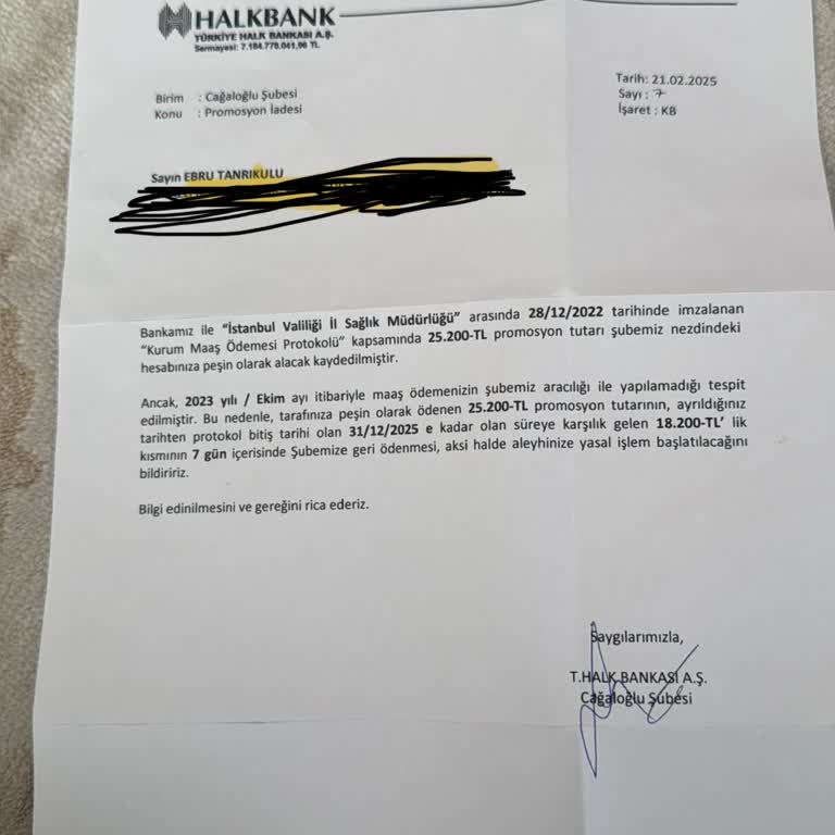 Haksız Promosyon İadesi Talebi