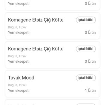 Yemeksepeti'nde İptal Olan Siparişler Ve İade Sorunu
