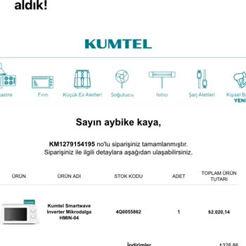 Kumtel'den Aldığım Mikrodalga Hayal Kırıklığı Yarattı