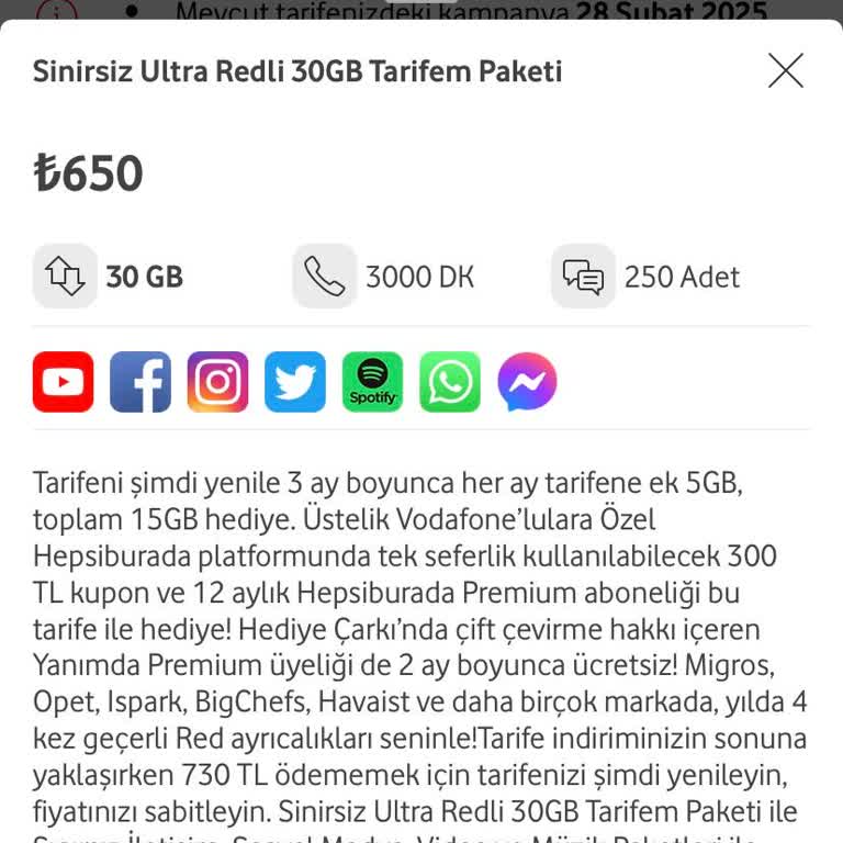 Vodafone Tarife Seçiminde Yüksek Fiyat Sorunu