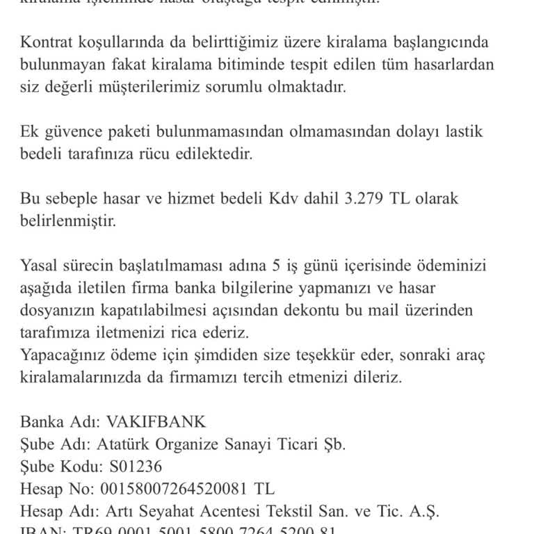 Sixt Araç Kiralama Sonrası Beklenmedik Ücret Talebi