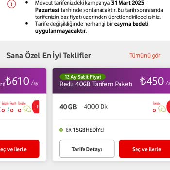 Vodafone Taahhüt Yenileme Ve Uygunsuz Paketler