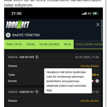Çekim Talebi 3 Gündür Beklemede: 1000xbet'ten Yanıt Yok