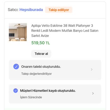 Garanti Kapsamındaki Avize İçin Yetersiz Çözüm