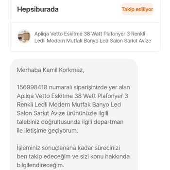 Garanti Kapsamındaki Avize İçin Yetersiz Çözüm
