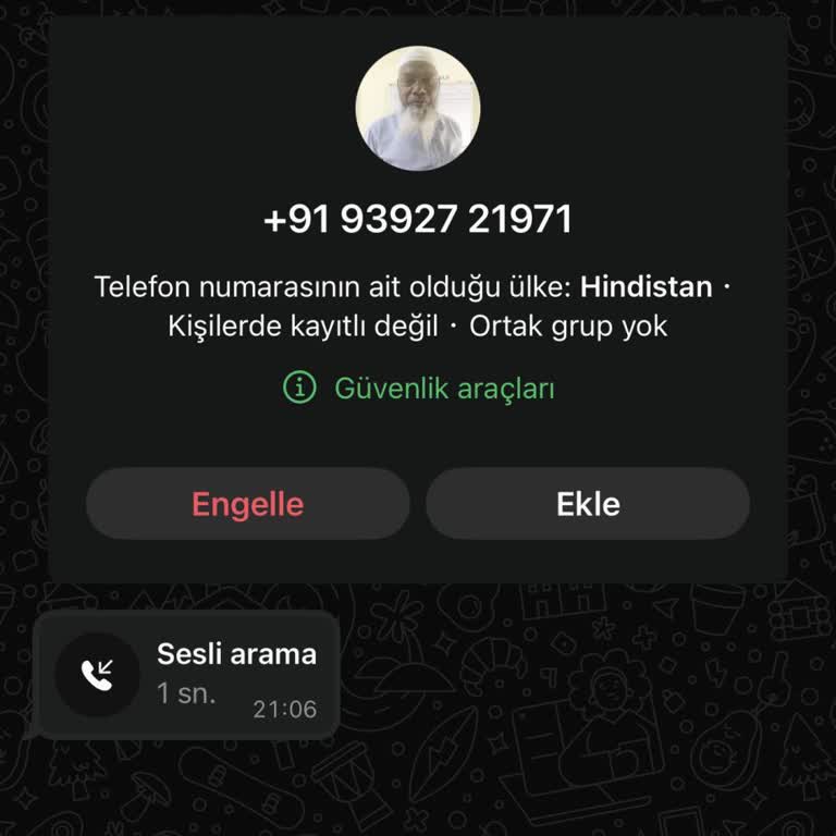 Hindistan'dan Gelen İzinsiz WhatsApp Araması
