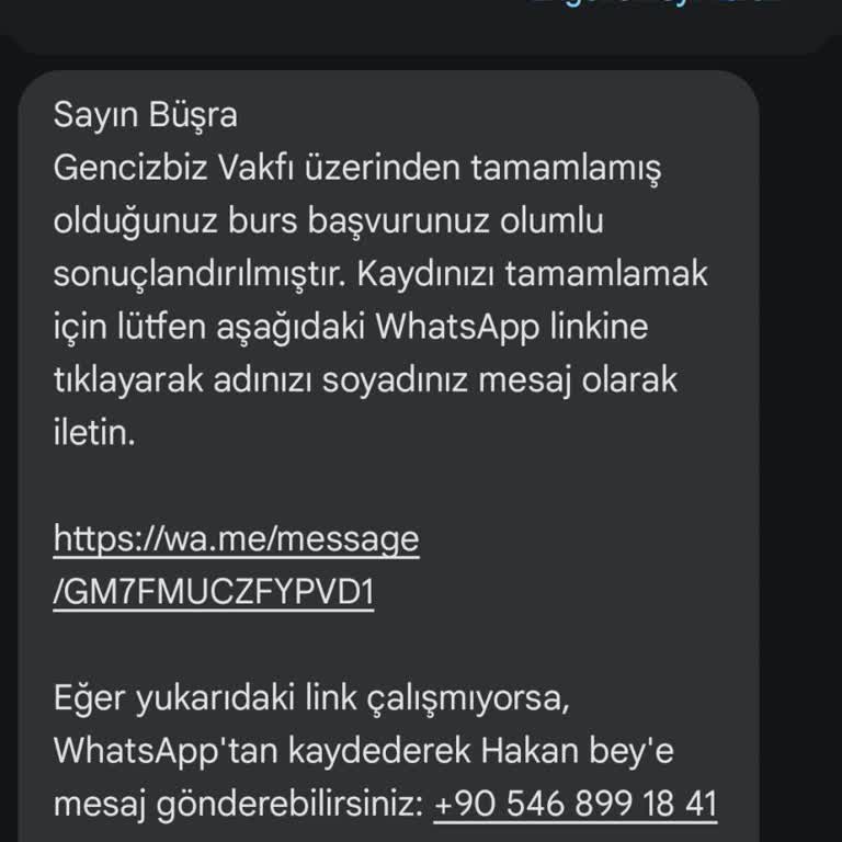 Şüpheli Burs Başvurusu Sonrası Endişe Veren İletişim