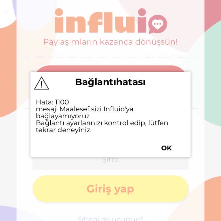 Kayıt Sonrası Giriş Sorunu Ve 1100 Hatası