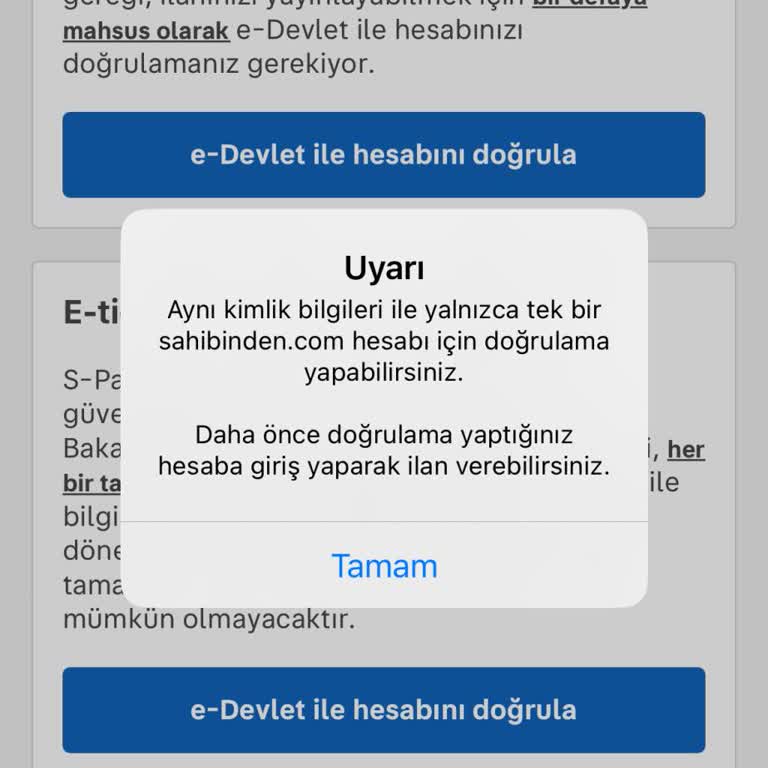 E-Devlet Doğrulama Engeline Takıldım, İlan Veremiyorum!