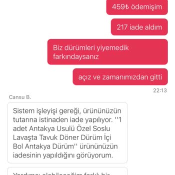 Yemek Sepeti'nde Saç Çıkması Ve Eksik İade Sorunu