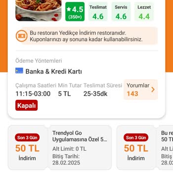 Trendyol Yemek Uygulamasında Sürekli İptal Sorunu