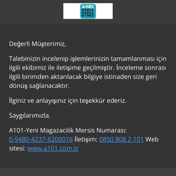 A101 Siparişim Eksik Geldi Ücret İadesi Yok