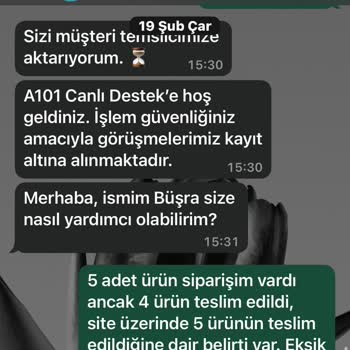 A101 Siparişim Eksik Geldi Ücret İadesi Yok