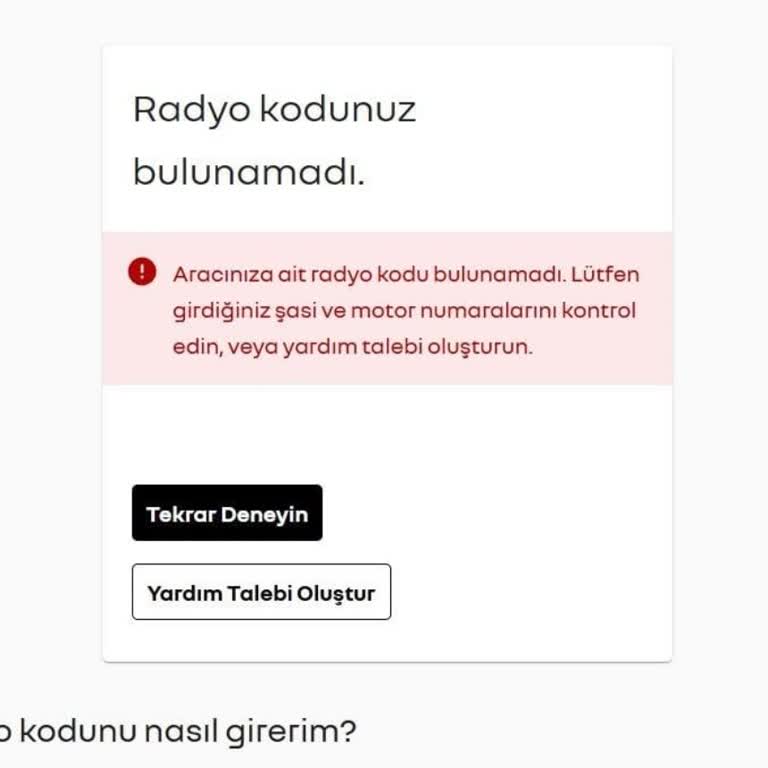 Renault Radyo Kodu İçin Sürekli Servise Yönlendirme