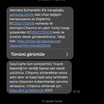 Samsung Takas İşleminde Geciken Ücret İadesi