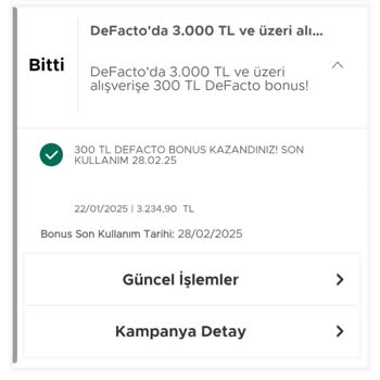 DeFacto Bonus Kullanım Sorunu