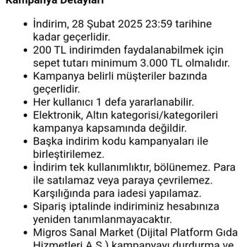 Migros Sanal Market'te Kampanya Sorunu: 200 Money Puan Yüklenmiyor