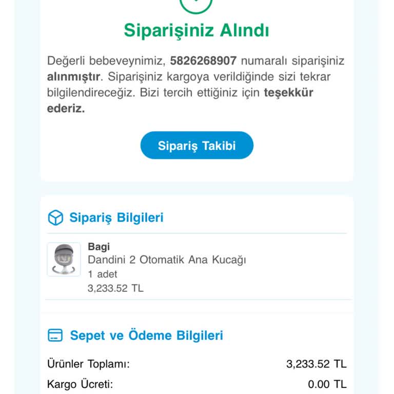 Ebebek'ten Aldığım Ürün Kargoya Verilmedi