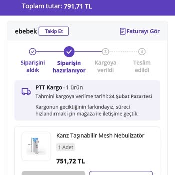 Ebebek Siparişim Hala Kargolanmadı