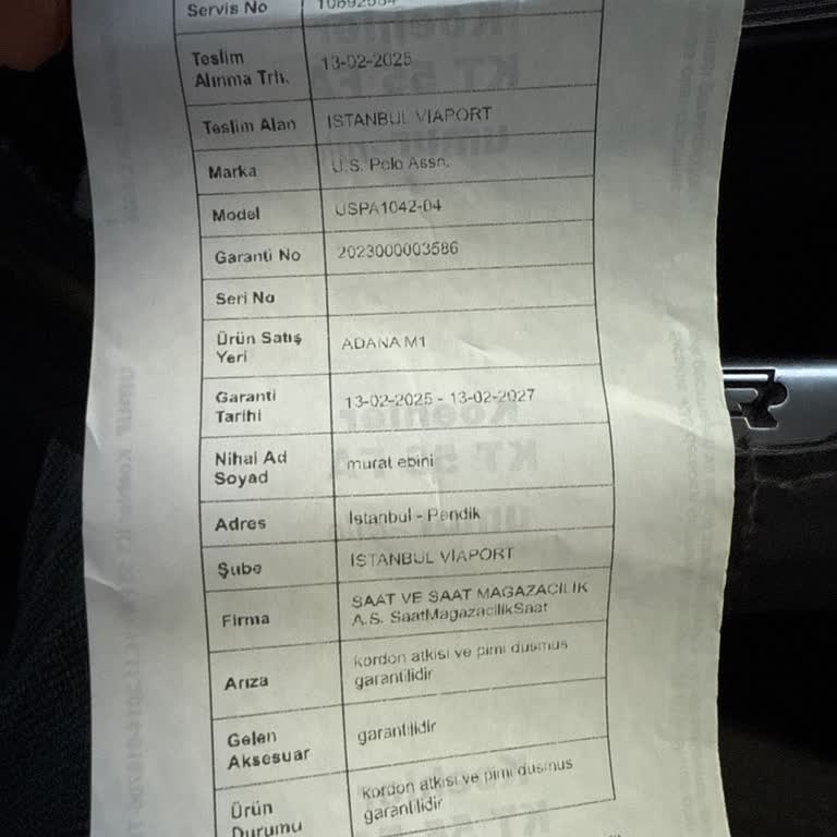 Garantili Saatin Kordon Sorunu Ve Ücret Talebi