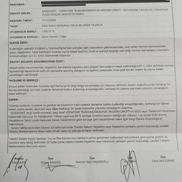 Vodafone'dan Haksız Cayma Bedeli Ve Sürekli Aramalar