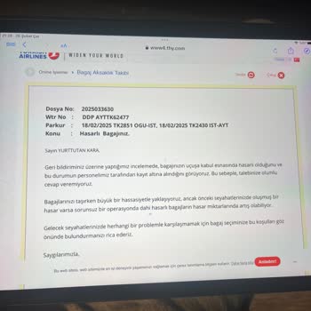 Valiz Hasarı Ve Müşteri Hizmetleri Sorunu