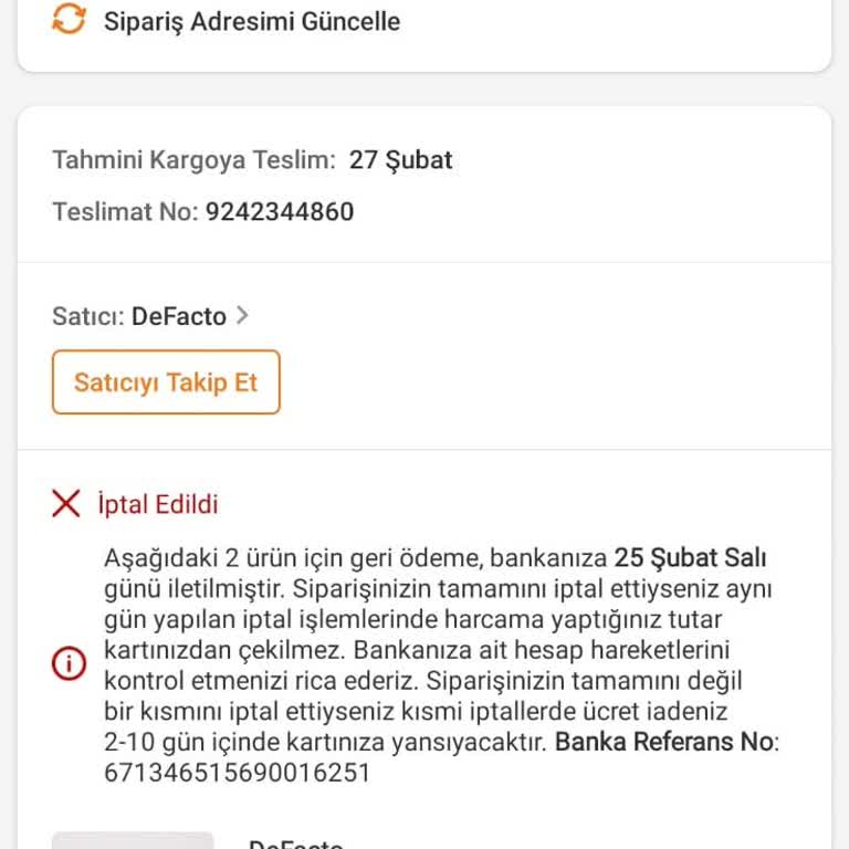 DeFacto Satıcısından Onaysız Ürün Çıkarma Problemi