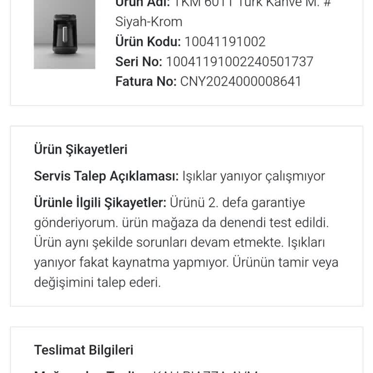 English Home Kahve Makinesi Garanti Sürecinde Hayal Kırıklığı